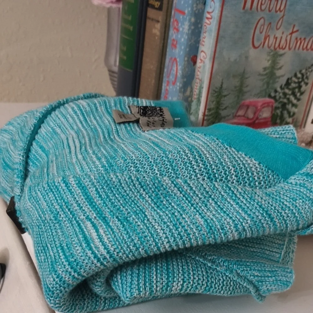 Habitat Turquoise Cardigan with Wooden Buttons Natural Materials Cozy Boho - Picture 14 of 15